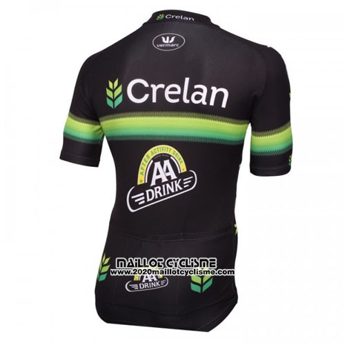 2016 Maillot Ciclismo Crelan AA Noir et Vert Manches Courtes et Cuissard